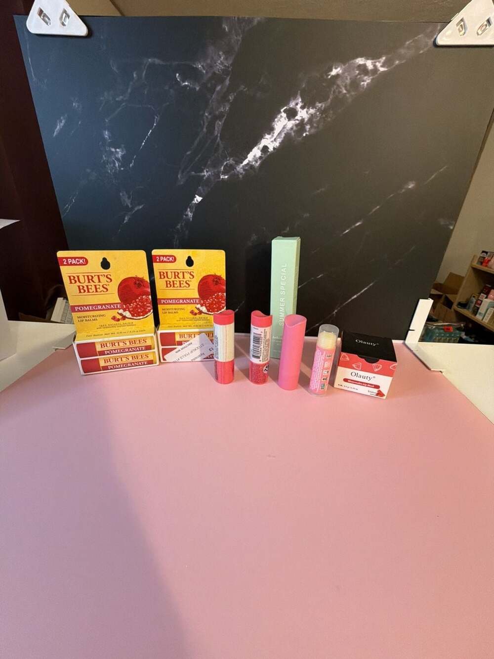 10 piece Burt's Bees Pomegranate Lip Balm Multi-Pack Bundle with Olauty Watermel